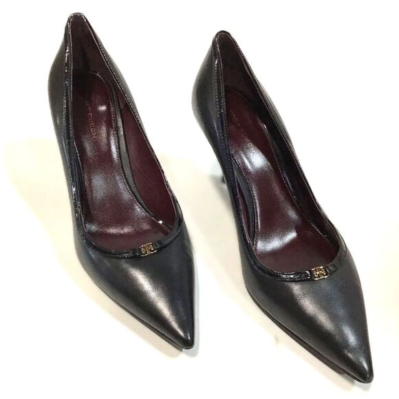 Tory Burch Double T Buckle Pointed Toe Kitten Heel Pumps Women's 6.5M Excellent - Picture 2 of 7